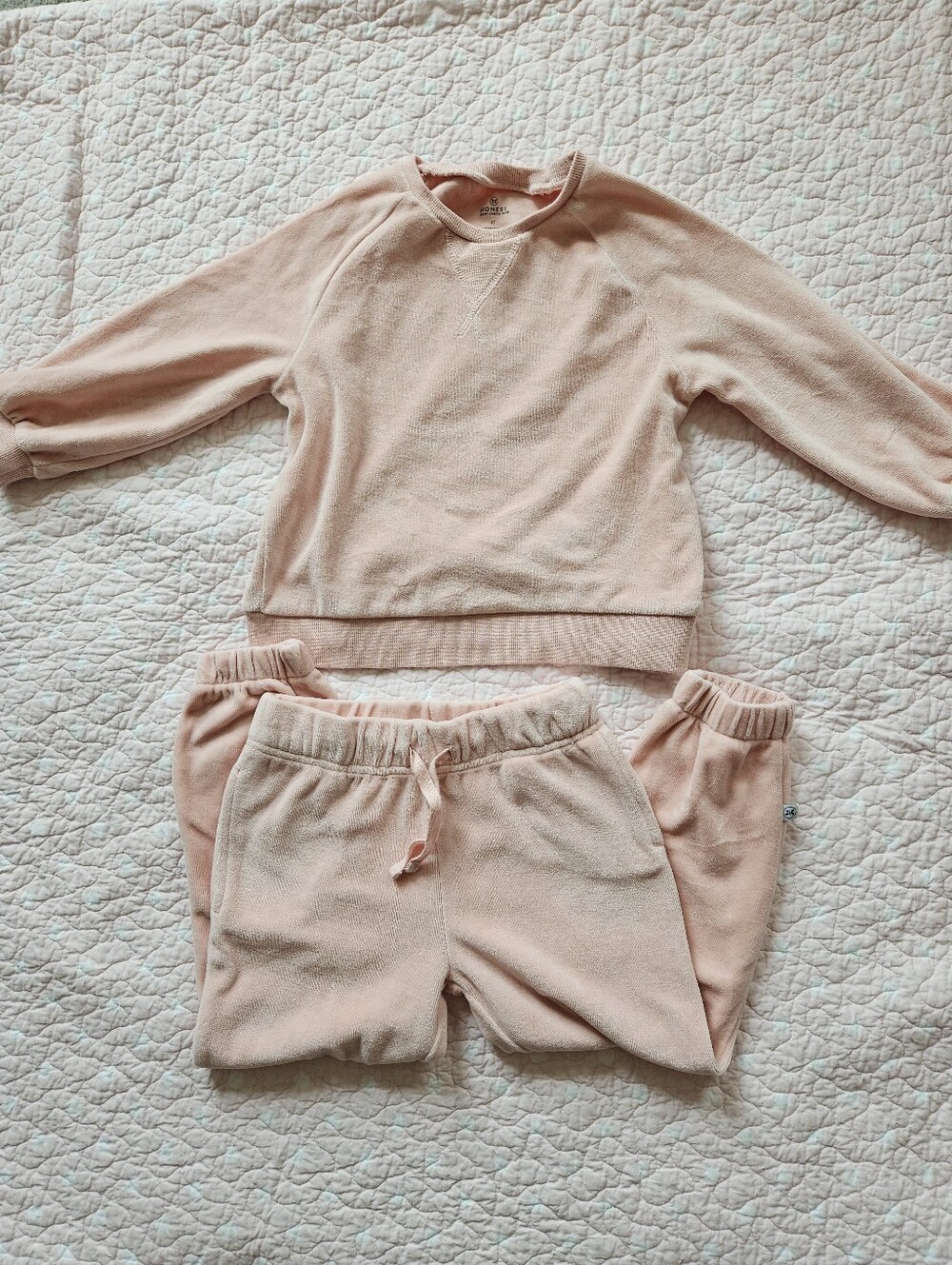 Honest Baby Organic Cotton Girl 4T 4 Long Sleeve 2 Piece Velour Sweatsuit Set